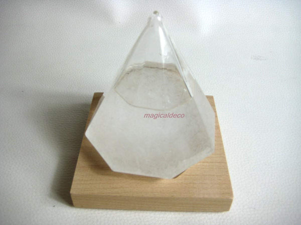 Vidrio de tormenta/barómetro/vidrio meteorológico sobre madera - 13x 10 cm 