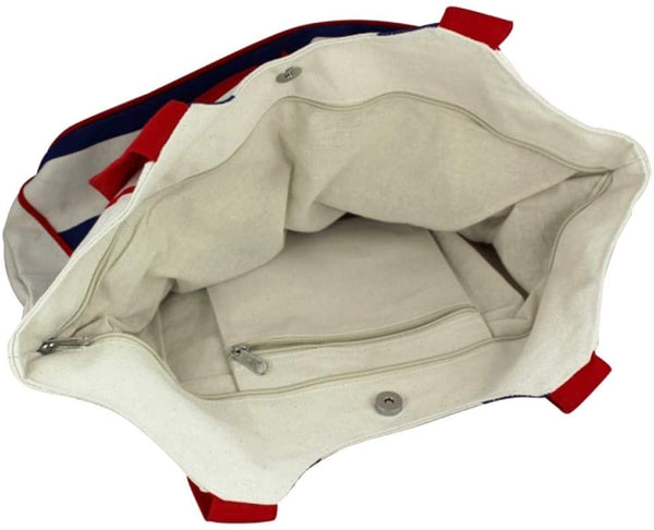 Freizeit, Shoppingtasche- Ankermotiv - beige-blau- rot