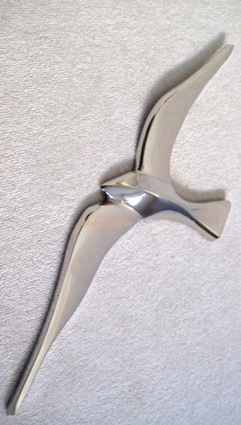 Möwe 25 cm- Wanddeko mit Aufhängeringen- aus Messing vernickelt - Maritime Deko