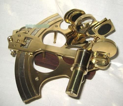 Sextante grande con micro ajuste 21 cm + caja de madera 25 cm 