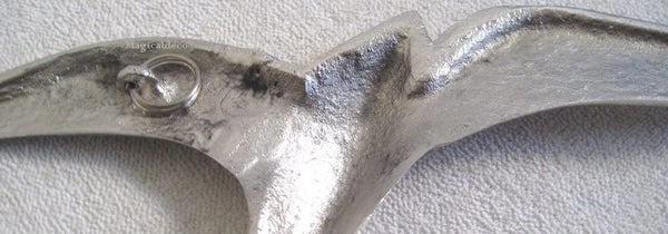 Möwe 25 cm- Wanddeko mit Aufhängeringen- aus Messing vernickelt - Maritime Deko