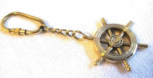 2X Schlüsselanhänger- Steuerrad -massiv Messing- Karabiner