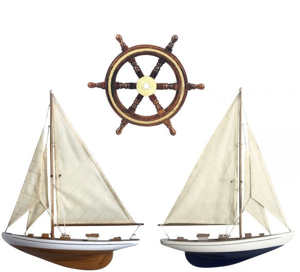 Maquetas de barcos 2 piezas velero y volante con inserto de cuerda 30 cm 