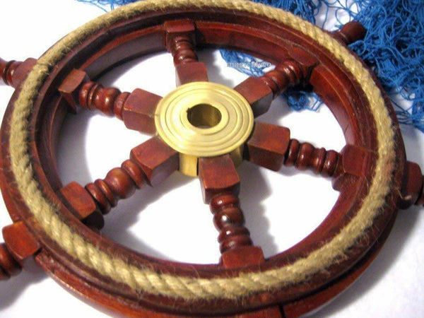 Volante de madera/latón con buje de latón macizo - TOP 45 cm 