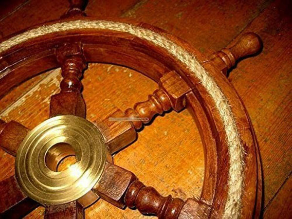 Volante de madera/latón con buje de latón macizo - TOP 45 cm 