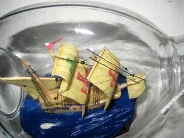 Barco en botella - barco botella - barco en botella - Santa María - L 15 cm
